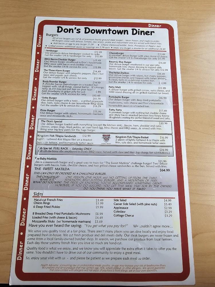 Don's Downtown Diner Menu image 4